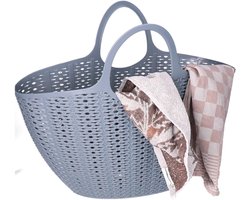 CM Flexibele wasmand of draagtas - grijs - 22 liter - kunststof - 50 x 20 x 40 cm - opbergen