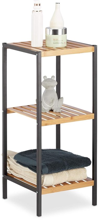 Étagère de rangement universelle - organisateur polyvalent pour salle de bain et bureau - bambou avec acier