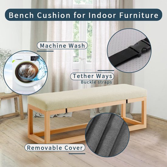 Coussin Pour Banc De Jardin Intérieur Ou Extérieur Avec Fermeture éclair, Antidérapant, Amovible