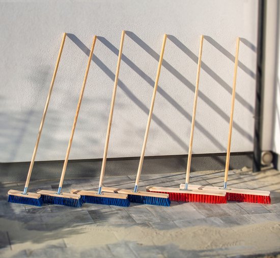 KADAX Straatbezem met lange steel van hout en nylon, veegbezem met metalen steelhouder, brede industriële bezem, comfortabele zaalbezem, zand, verschillende maten (60 cm) van KADAX — afbeelding 5