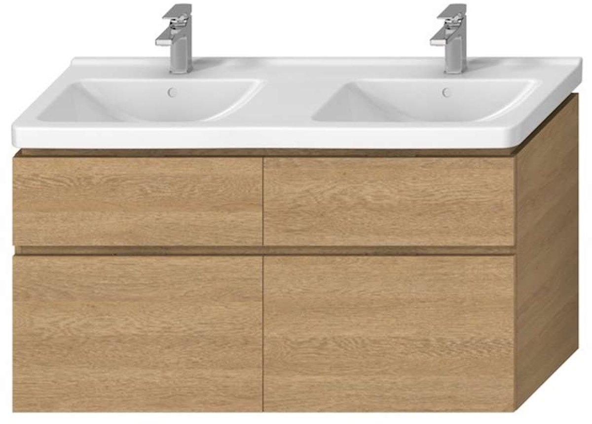 Jika Cubito Pure - Kast onder dubbele wastafel 128x68 cm, eik H40J4274025191