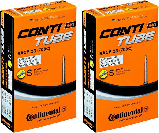 MSZweirad 2x Continental fietsbinnenband Race 28" SV 60 mm 18/25-622/630