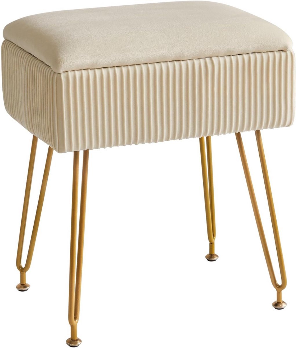 Thuys - Kaptafel Stoel - Make Up Kruk - Kaptafel Krukje - Wit - 41cm x 30cm x 45cm