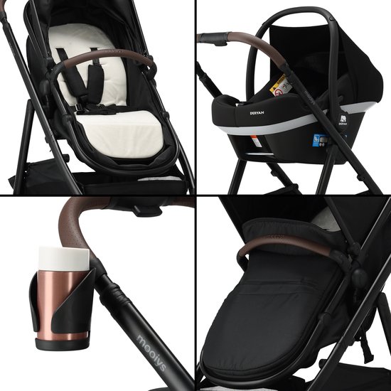 Mooiys Luca Kinderwagen 3in1 - Multi functionele Kinderwagen - inclusief autostoel - Zwart van Merkloos — afbeelding 5