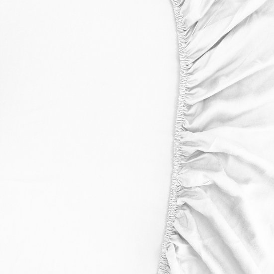 Drap-housse Kayori Emma en satin de coton - 160 x 200-210 cm - Épaisseur du matelas 35 cm - Élastique tout autour - Katoen bio - Wit