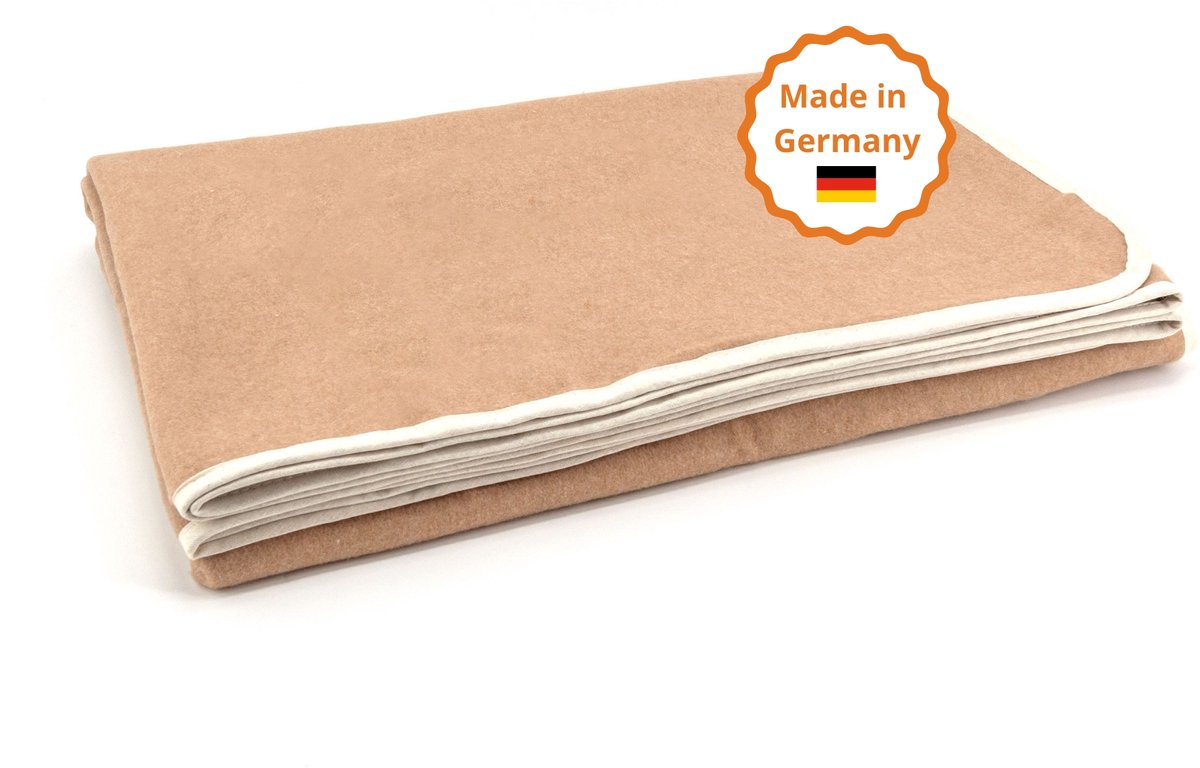 sleepling 150 x 200 cm premium plaid | knuffel- en sofadeken | van katoenmix | Made in Germany | wasbaar op 30 graden | beige