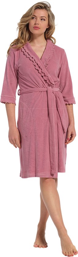 Roze badstof dames badjas Pastunette - Roze - Maat - M