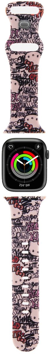Hello - Kitty - Siliconen Tags Graffiti Band voor Apple Watch 38/40/41mm - Roze