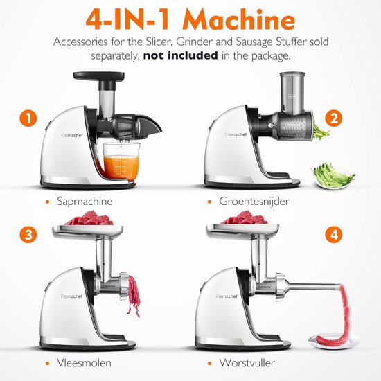 RFWR® Slow Juicer Machine - Masticating Juice Extractor voor Groente en Fruit - Hoge Sap Extractie zonder Pulp - Voorbereidingstools voor Keuken van RFWR — afbeelding 2