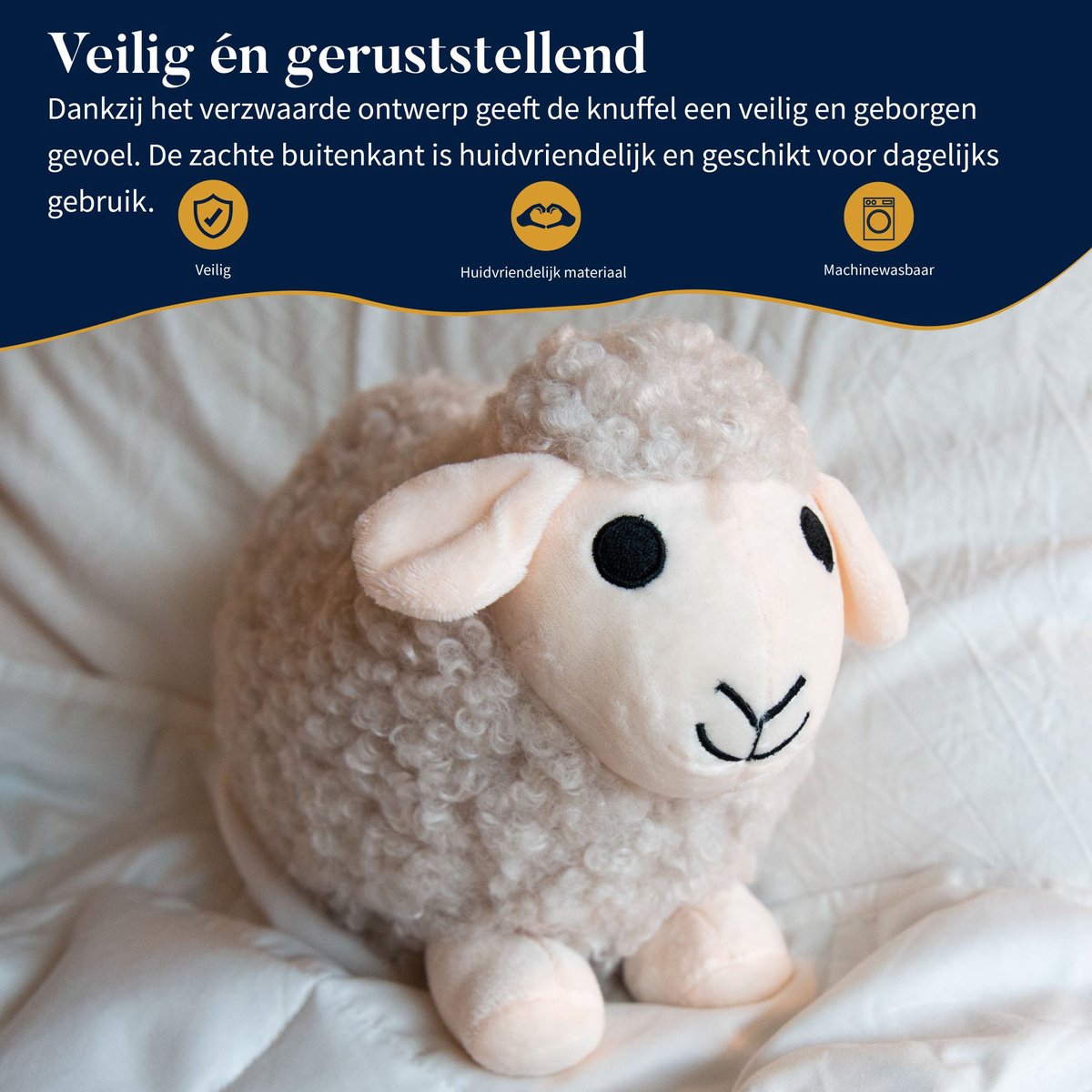 Latona Blanket Verzwaringsknuffel schaap - Verzwaarde knuffel van 1kg - 22 x 32cm — afbeelding 6