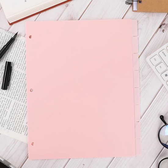 8 Stuks A4 Roze Bindmiddelverdelers – 3-rings, Met Tabs, Waterdicht En Stevig, Voor School En Kantoor