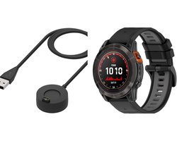 Strap-it Siliconen sport band + Oplader – geschikt voor Garmin Fenix 5 – Plus / Fenix 6 – Pro / Fenix 7 (Pro – Sapphie – Solar) / Fenix 8 – 47mm / Quatix 5-6-7 / Epix Gen 2 – 47mm / Forerunner 935 / 945 / 955 / 965 – 22mm quickfit band – zwart/grijs