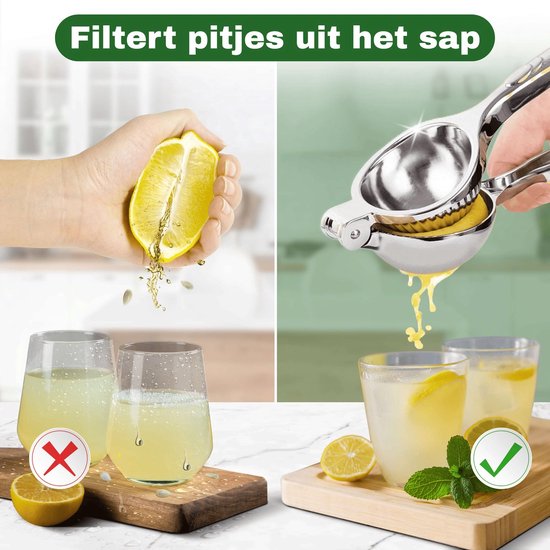 Robuuste Kwaliteit Citroenpers - Limoenpers - Sinaasappelpers - Handmatige Citroenpers - Lemon squeezer - Citrusknijper - Fruitpers - | Zilver van Merkloos — afbeelding 5
