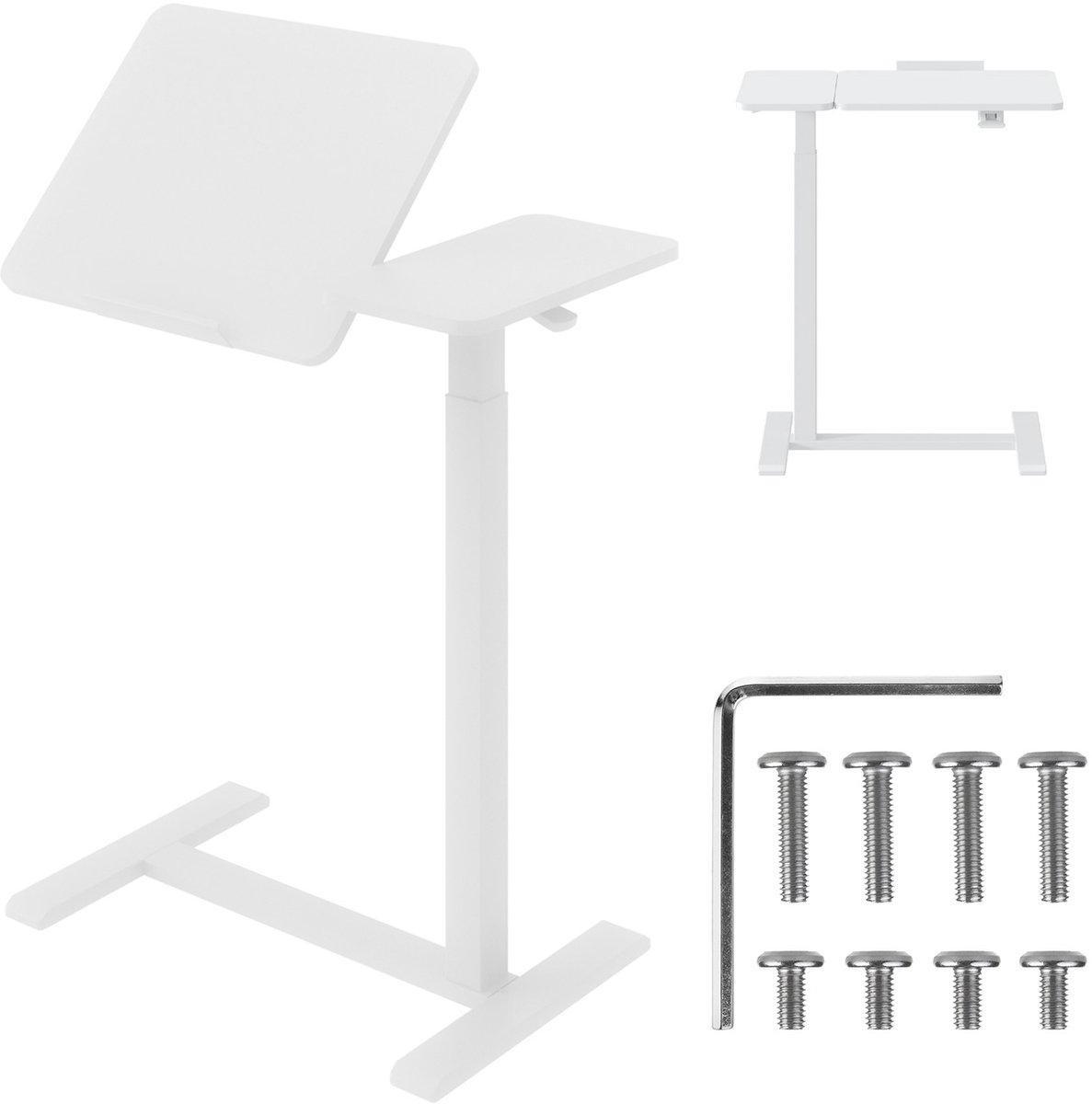 Maclean - Laptopbureau - Zit/sta bureau - mobiele bureau-/laptopstandaard - hoogteverstelling 76-109 cm, max. 30 kg - MC-120 W - Wit