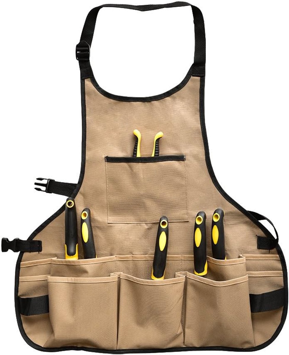 Tuinschort met 14 zakken - Unisex voor tuingereedschap - Kaki