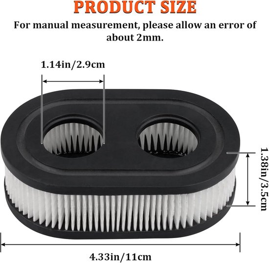 Grasmaaierluchtfilter - 2 stuks geschikt voor 550E-550EX Briggs & Stratton 798452 593260 — afbeelding 2
