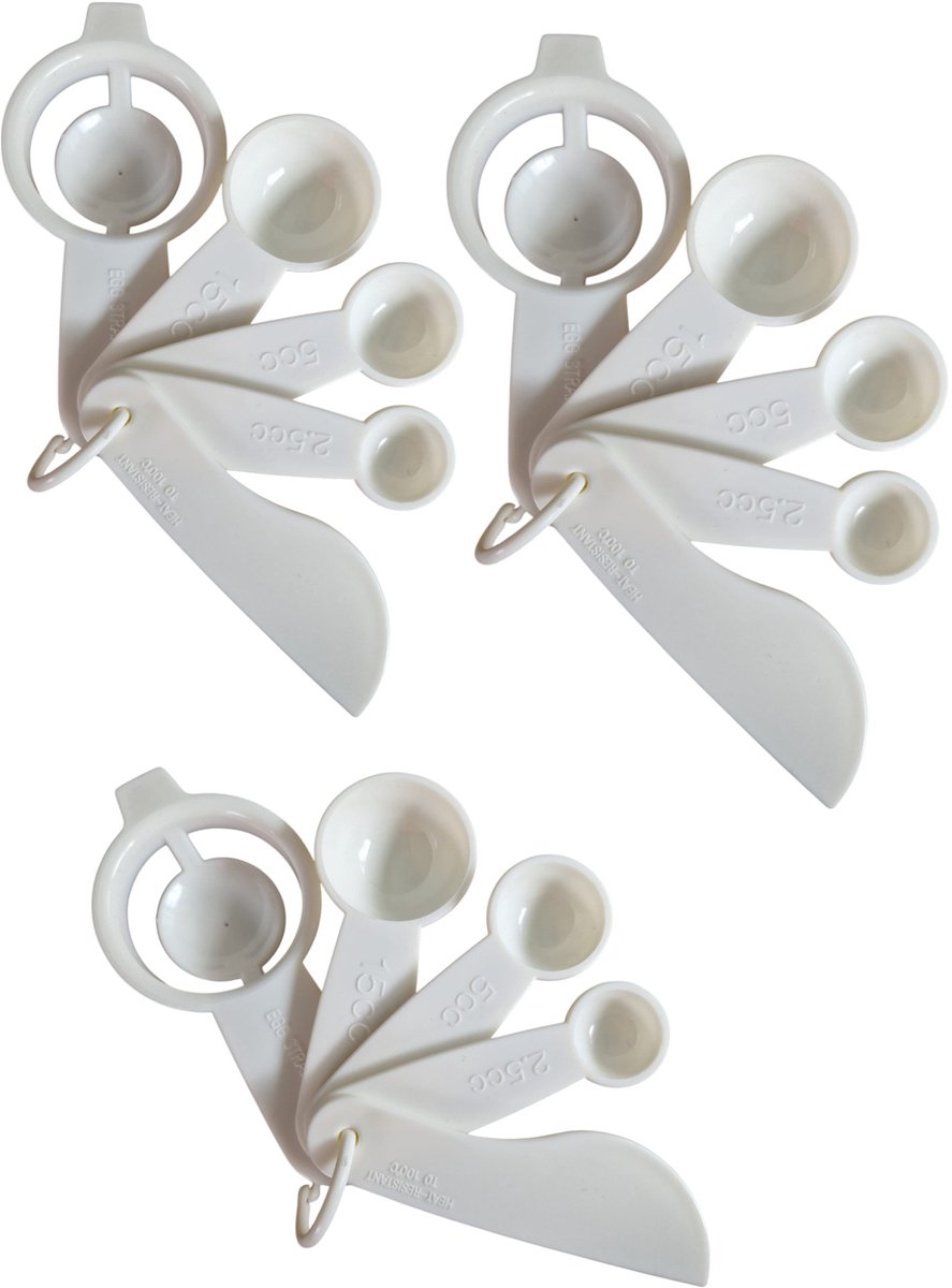 5-delige Maatlepel set – Kunststof Wit (3x Set)
