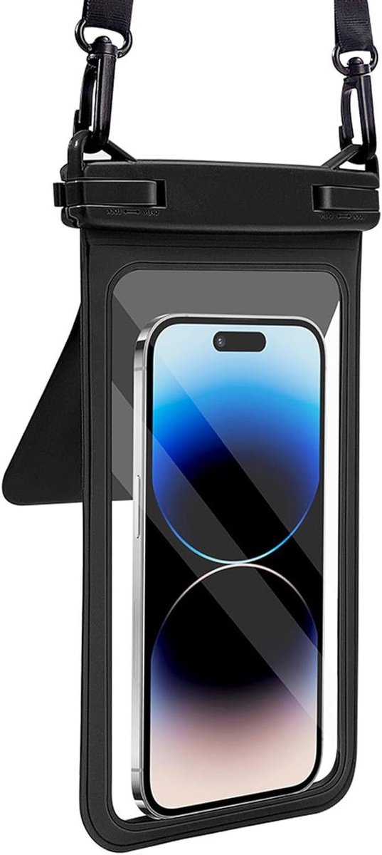 Allecto Plus - Waterdichte telefoonhoes IPX8 Dry Bag met lanyard en dubbele capaciteit - zwart - geschikt voor mobiele telefoon tot 175 cm - ideaal voor vakantie, strand en zwemmen