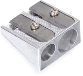 Metalen puntenslijper - 2-gaats puntenslijper - Potlood slijper - Zilverkleurig - 1 stuks - CHPN