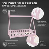 Kinderbed Tipi 70x140 cm roze van dennenhout incl. matras H-10cm uitvalbescherming en lattenbodem ML-Design