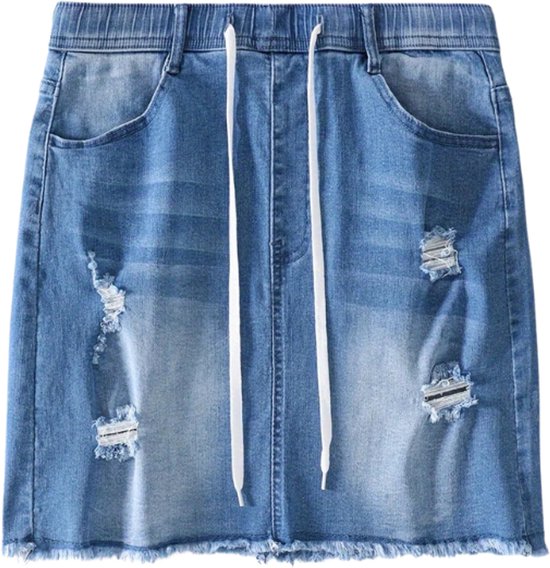 Allegra K Denim rok voor dames, hoge taille, zakken, knielang, jeansrok, midirok, grijs/blauw, XS Allegra K Denim rok voor dames, hoge taille, zakken, knielang, jeansrok, midirok, grijs/blauw, XS