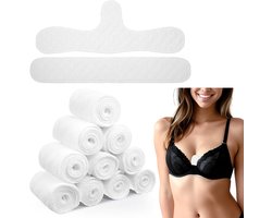 10 stuks herbruikbare katoenen bh-voeringen, katoenen bh-pads, bh-voeringen om zweet onder de borsten te absorberen, 3 lagen wasbare, zweetabsorberende pads, 2 vormen witte buikvoering van 18 inch voor vrouwen - Cyslmuk®