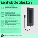 HP Universele USB-C Multipool Hub: compatibel met elk OS, 7 poorten, geschikt voor 2x 4K schermen.