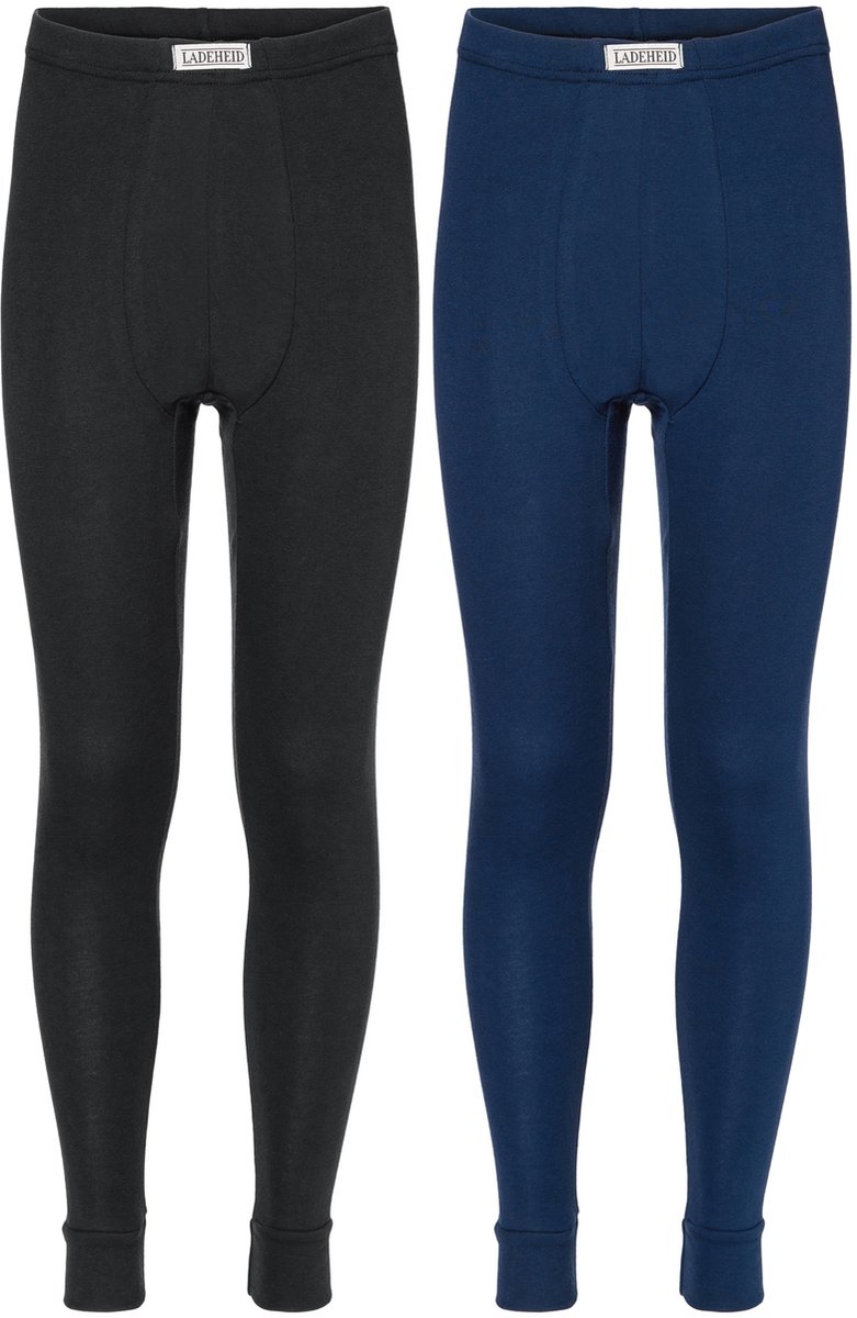 Ladeheid Kinderen Thermobroek 2 Pack Set - Sport - Sporbroek - Lang - Katoen – Zwart/Donkerblauw – 122 - LA-LA40-248-UW-2B