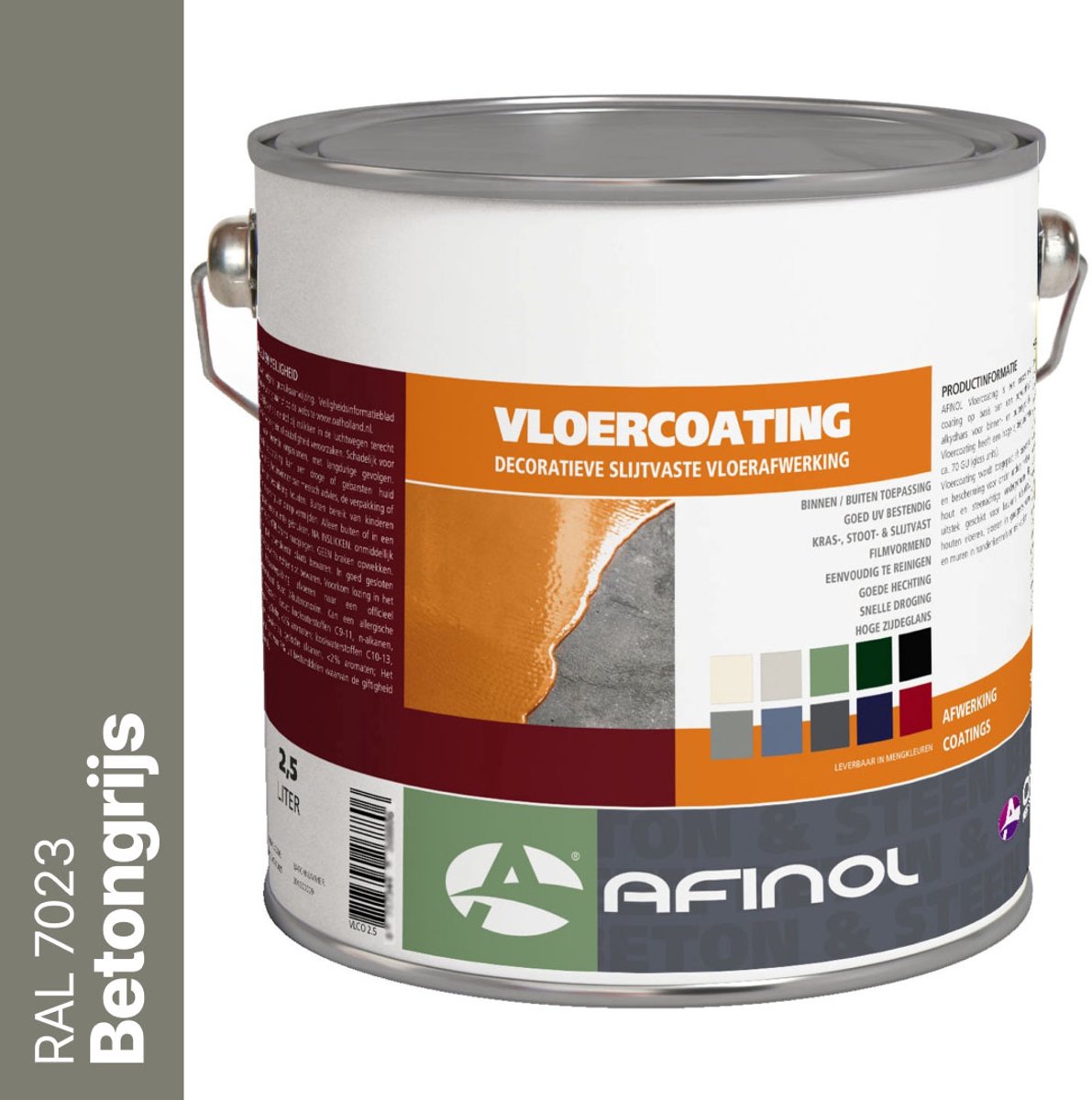 Afinol Vloercoating Betongrijs (RAL 7023) 2,5 liter