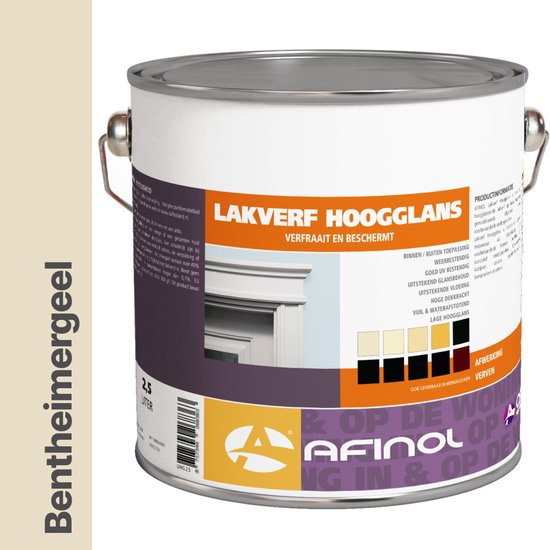 Blik Afinol Hoogglans Lakverf 2,5 liter, Bentheimergeel.