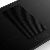 Table de cuisson à induction Klarstein Velaire avec hotte aspirante - 80 cm, 4 zones, 8400 W boost, hotte aspirante intégrée, commande tactile, minuterie, sécurité enfant, détection de casserole, surface en verre noir