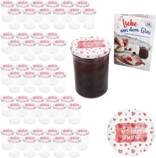 50-delige set Sturzglas 435 ml To 82, met liefde gemaakt deksel incl. receptenboekje