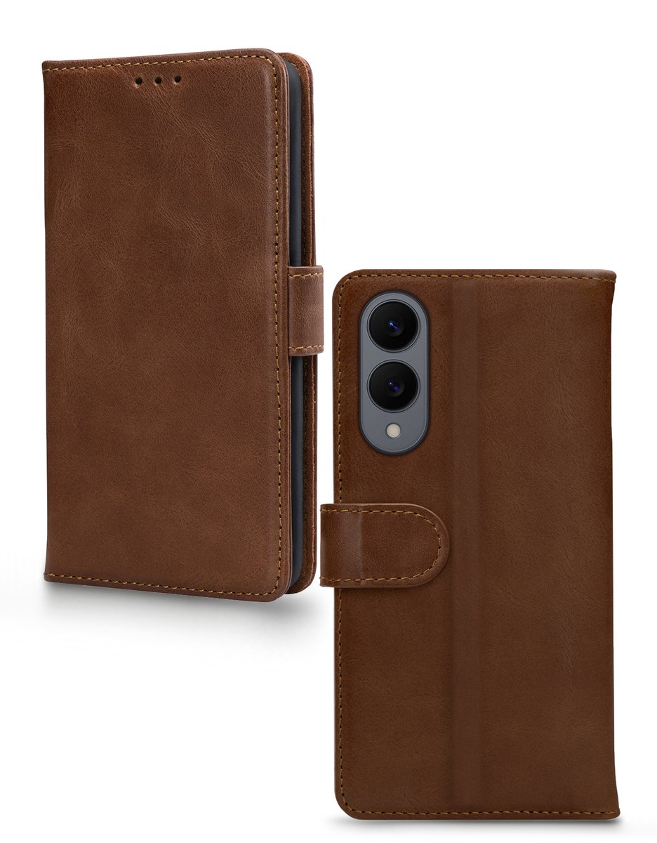 Mobilize Telefoonhoesje geschikt voor Samsung Galaxy S25 Edge Hoesje Echt Leer | Mobilize Wallet Bookcase Portemonnee | Pasjeshouder voor 3 Pasjes | Telefoonhoesje voor Pinpas / OV Kaart / Rijbewijs - Bruin