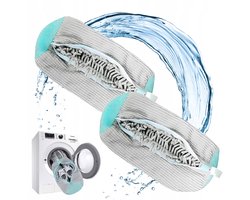 Schoenwaszak - Waszak voor Schoenen - Grijs-groen 40x18cm Set van 2 - Beschermende Waszak voor Wasmachine - Voor Sportschoenen & Sneakers