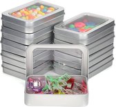 Bol.com Kurtzy Zilveren Metalen Opbergdoos met Deksel (10 Stuks) - 9 x 63 x 18 cm - Kleine en Draagbare Lege Bakjes Zonder Schar... aanbieding