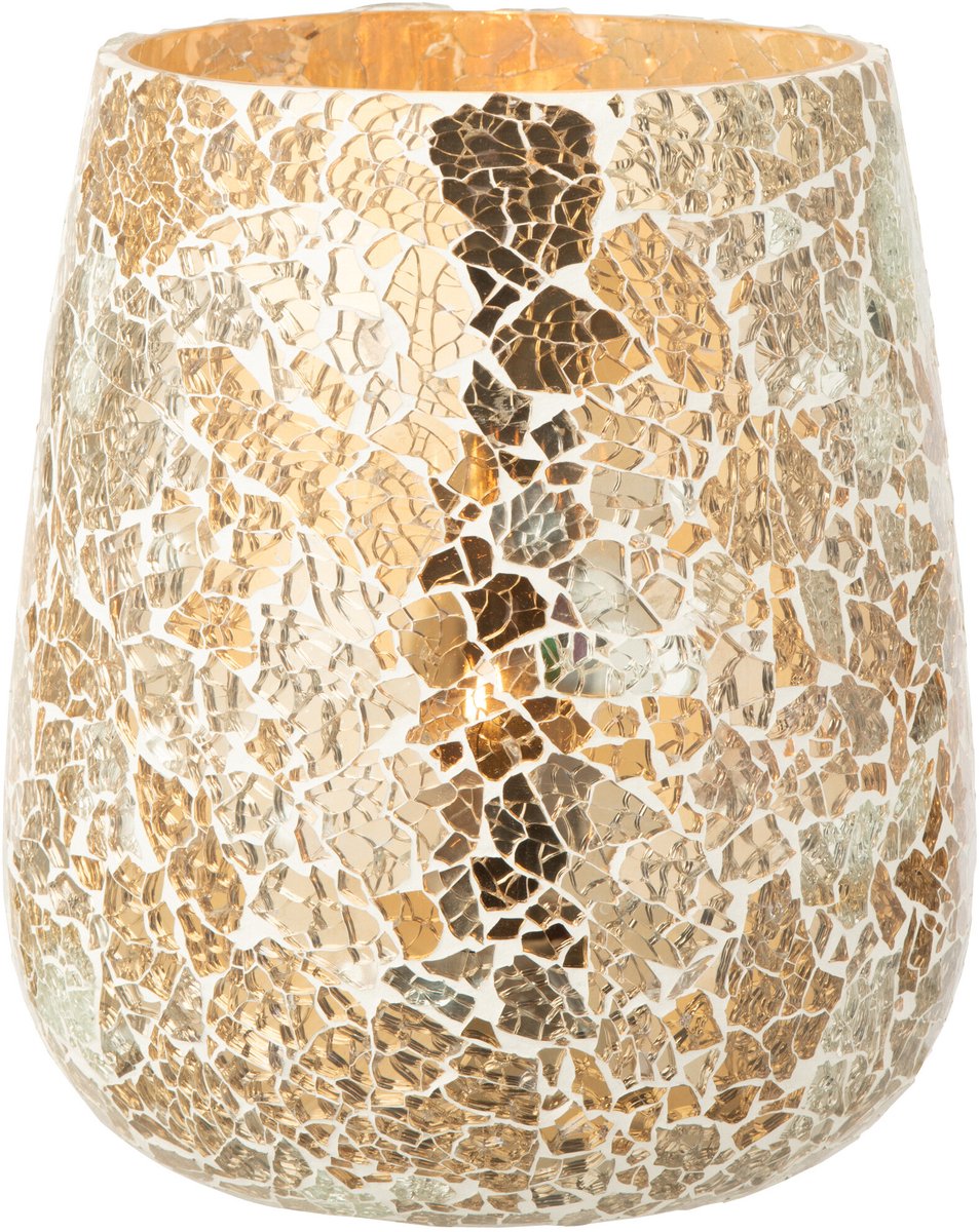 J-Line kaarshouder Craquelé - glas - goud