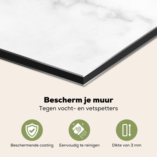 Spatscherm keuken 100x65 cm - Kookplaat achterwand Marmer - Wit - Grijs - Luxe - Marmerlook - Steen - Muurbeschermer - Spatwand fornuis - Hoogwaardig aluminium