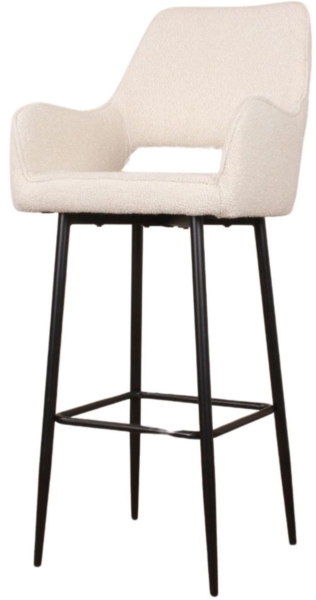 DS4U - Lenon barkruk – barstoel met luxe boucle stof en trendy design - 75 cm - ivoor