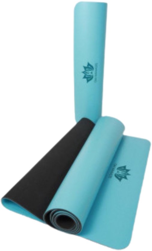 Om Namaste PU rubber Yogamat - mat voor yoga en fitness - licht blauw van Om Namaste — afbeelding 2