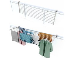 Opklapbaar balkondroogrek van roestvrij staal en aluminium - lengte: 162 cm (wit)