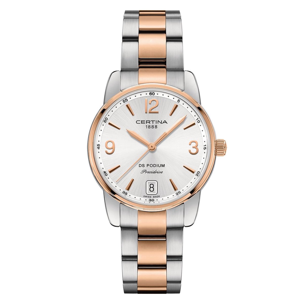 Certina DS Podium Lady 33 mm Horloge Dames Zwitsers Bicolor Rosé C0342102203700