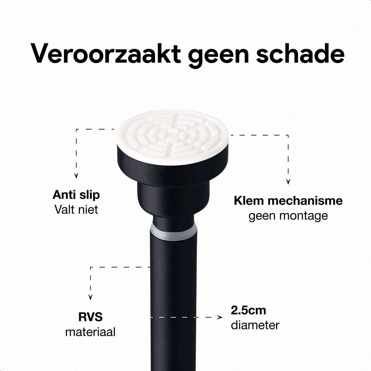 Yeabett Gordijnroede, uittrekbaar, 22 mm, schroefstangset met in hoogte verstelbare dragers, sterk, roestvrij voor woonkamer, slaapkamer, keuken, badkamer, 80-194 cm (zwart