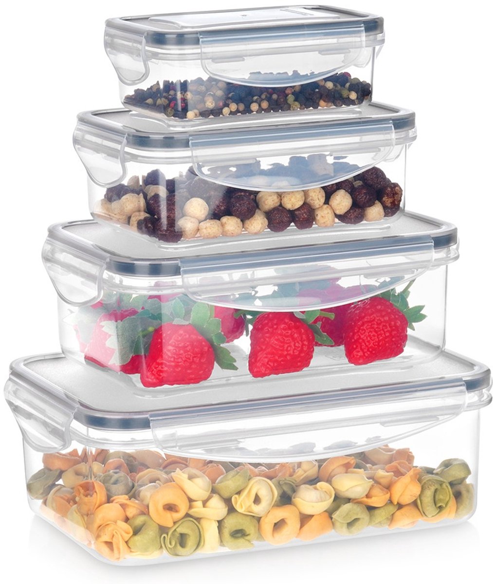 Voedselcontainers met Deksel en Pakking 4 stuks - Vershoudbakjes - Diepvriesbakjes - Vershouden - Bakjes