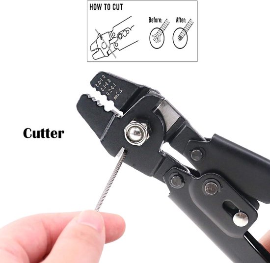 Up to 2.2mm Wire Rope Crimping Tool - Wire Rope Swager Crimper - Fishing Crimping Tool met 180Pcs 1.2/1.5/2mm Aluminium Double Barrel Ferrule Crimping Loop Sleeve Kit van Merkloos — afbeelding 2