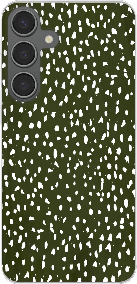 Telefoonhoesje Geschikt voor Samsung Galaxy S24 Plus hoesje - Stippen - Wit - Zwart - Siliconen Telefoonhoesje Telefoonhoesje