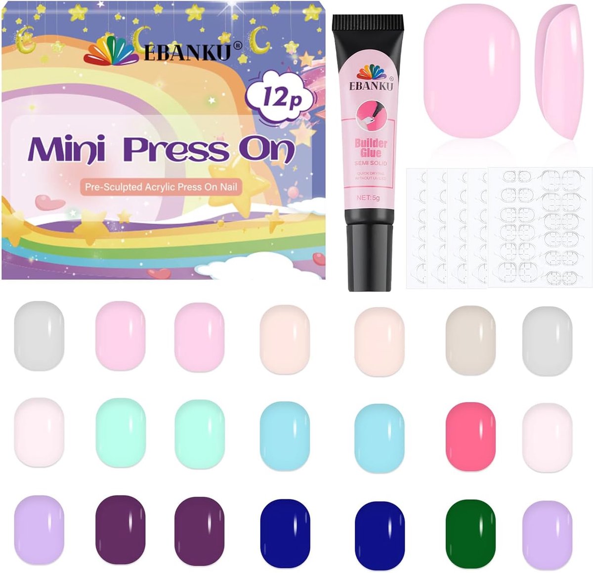 EBANKU Pack of 12 children's nails printing, no UV light required