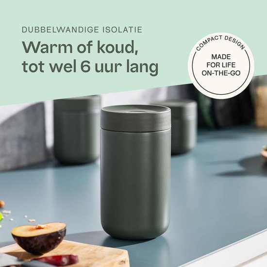 BergHOFF Home Nommie – Boîte à lunch Thermos 0 l – Boîte à lunch Thermos étanche – Garde au chaud ou au froid pendant 6 heures – Isolation à double paroi – Récipient alimentaire étanche – Acier inoxydable – Lavable au lave-vaisselle – Kaki