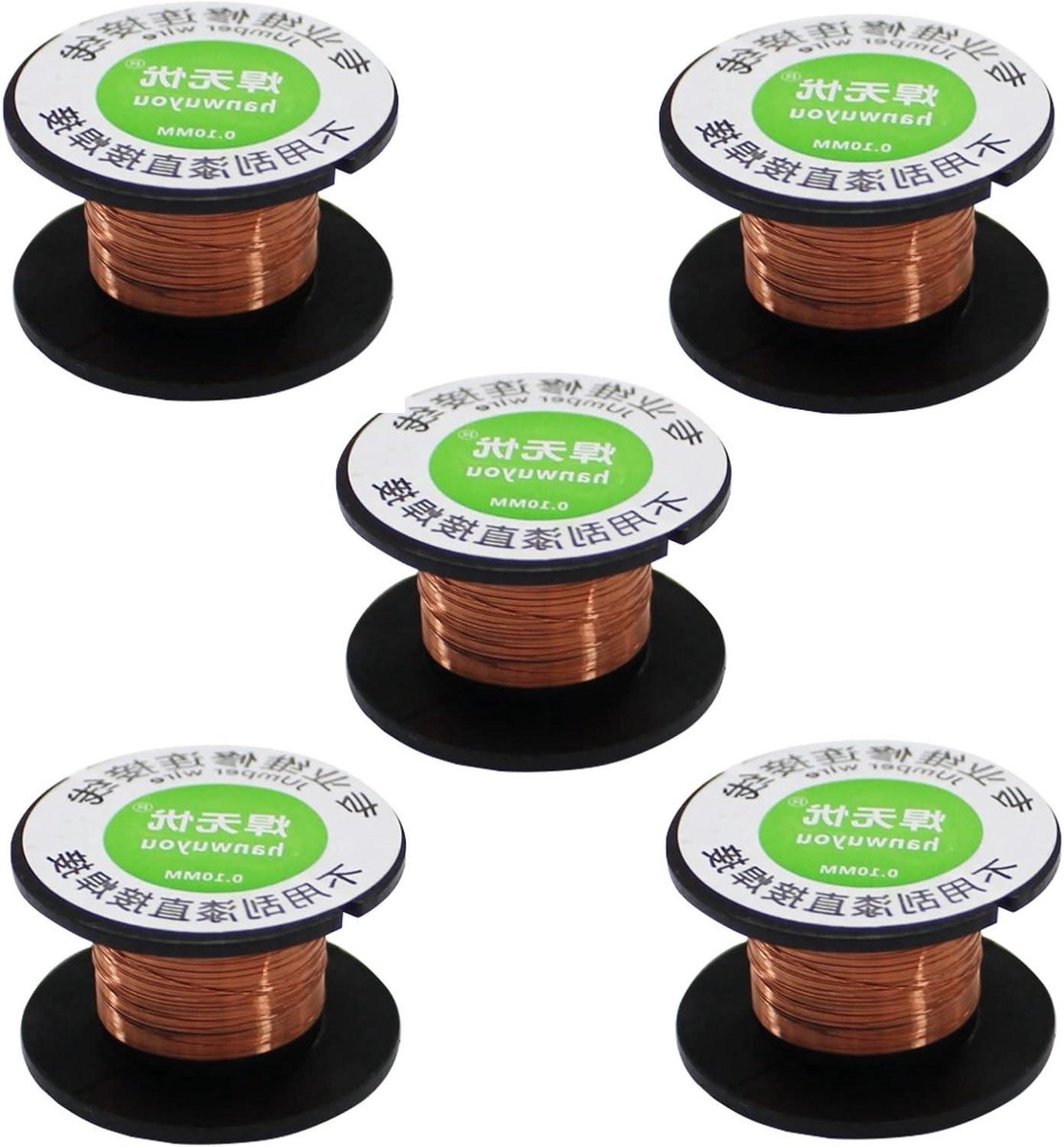 Allecto Plus - 5 stuks koperdraad 0,1 mm 15 m voor transformatoren, motoren & luidsprekers.