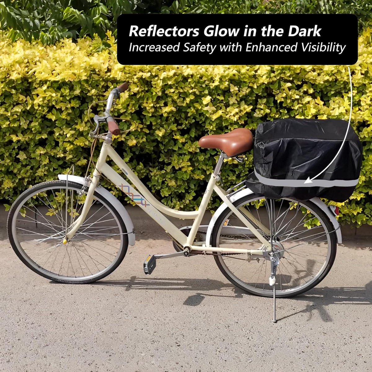 Allecto Plus - Reflecterende regenbescherming voor fietsmanden - Set van 2 - 35 liter - waterdicht - Oxford-stof - mandafdekking - universele maat - zwart