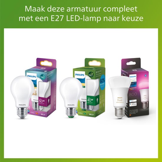 Philips Buitenwandlamp Kinno - Zwart - E27 - 25W - met Sensor
